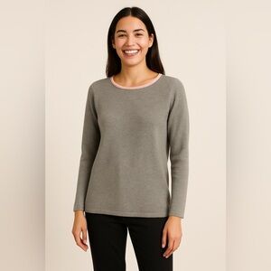 Boden Grey and Pink Cotton Wool Blend Crew Neck Sweater Size Medium NWOT